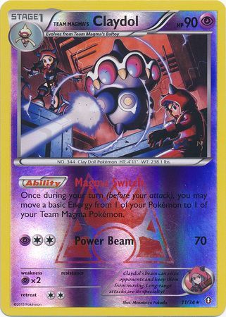 Team Magma's Claydol 11/34 - Reverse Holo-Kantocards