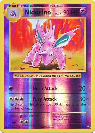 Nidorino 44/108 - Reverse Holo-Kantocards