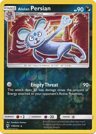 Alolan Persian 119/214 - Reverse Holo