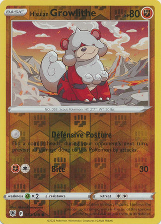 Hisuian Growlithe 070/189 Reverse Holo