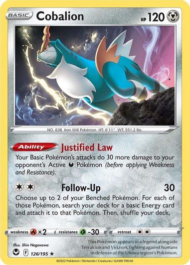 Cobalion - Rare 126/195 Reverse Holo