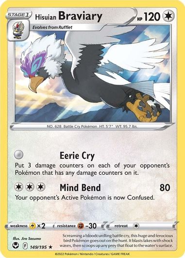 Hisuian Braviary - Rare 149/195 Reverse Holo