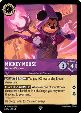 Mickey Mouse - Wayward Sorcerer  - 51/204 - Super Rare