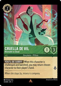 Cruella de Vil - Miserable as Usual - 72/204 - Rare - Cold Foil-Kantocards