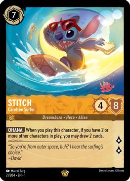 Stitch - Carefree Surfer  - Legendary - 21/204 - Cold Foil