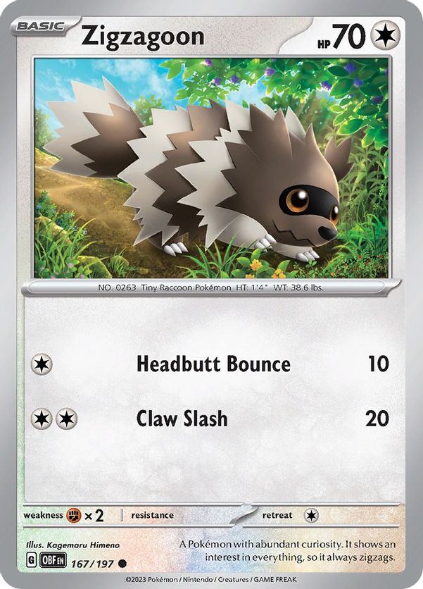 Zigzagoon 167/197 - Common - Reverse Holo-Kantocards