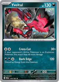 Yveltal 118/182 - Rare - Reverse Holo-Kantocards