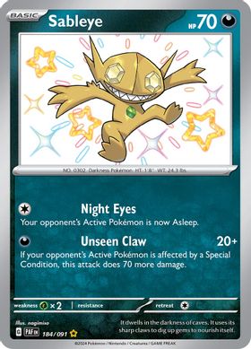 Sableye 184/091 - Shiny Rare-Kantocards