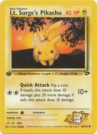 Lt. Surge's Pikachu 84/132 - 1st Edition