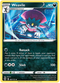 Weavile 087/172 Reverse Holo-Kantocards