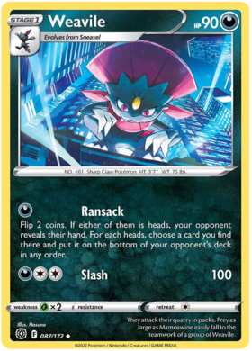 Weavile 087/172 Reverse Holo