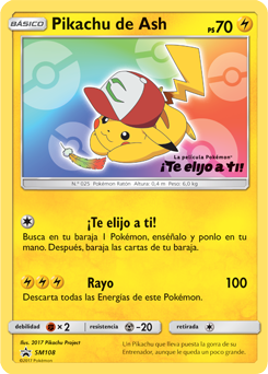 Pikachu de Ash SM108 - Español (SELLADO) – Kantocards