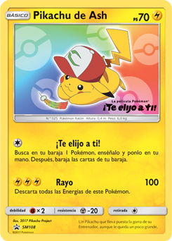 Pikachu de Ash SM108 - Español (SELLADO)-Kantocards